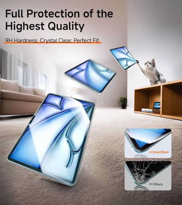 Detalle de SMARTDEVIL 2-Pack Screen Protectors for iPad Air 11-inch (M4/M3/M2) with Auto Alignment Tray