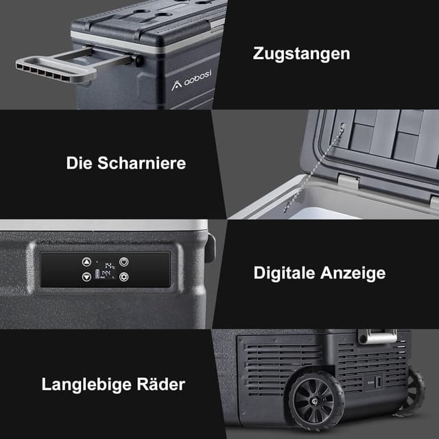 Detalle de AAOBOSI 74L Kompressor-Kühlbox mit APP und LED – bis -20 °C bis 20 °C, 12/24V und 100–240V