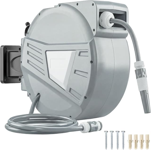 Detalle de Outsunny Enrouleur mural de tuyau d’arrosage 20+1,6 m pivotant à 180° avec buse 2 modes