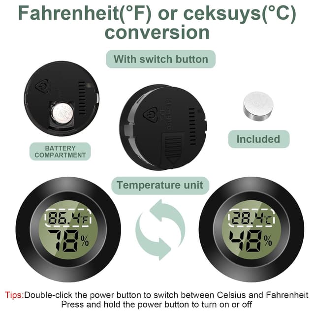 Detalle de Lot de 3 mini thermomètres numériques d’intérieur Wowfast (hygromètre LCD) pour température et humidité