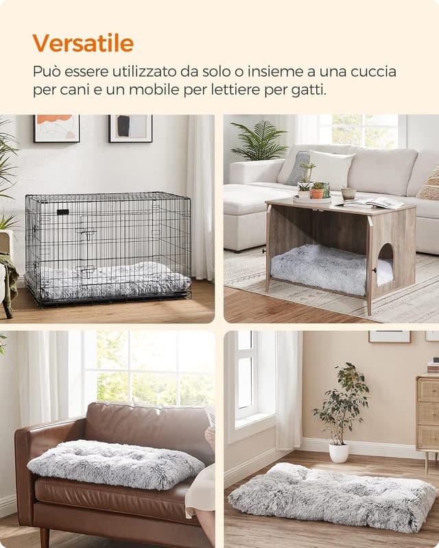 Detalle de Feandrea Cuccia per cani con imbottitura soffice PGW206GA01, tappetino multiuso grigio ombré 105 x 68 cm