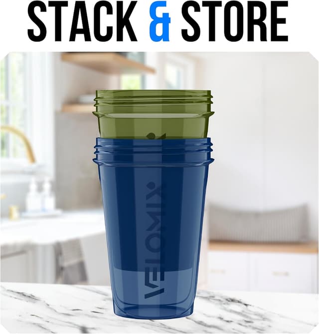 Detalle 2 de VELOMIX 2-Pack Protein Shaker Bottles (up to 600ml) with Wire Mixball