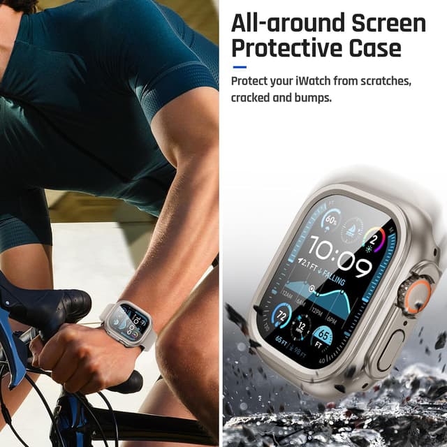 Detalle de Goton Waterproof Case for Apple Watch Ultra 3/2/1 49mm with Tempered Glass Screen Protector