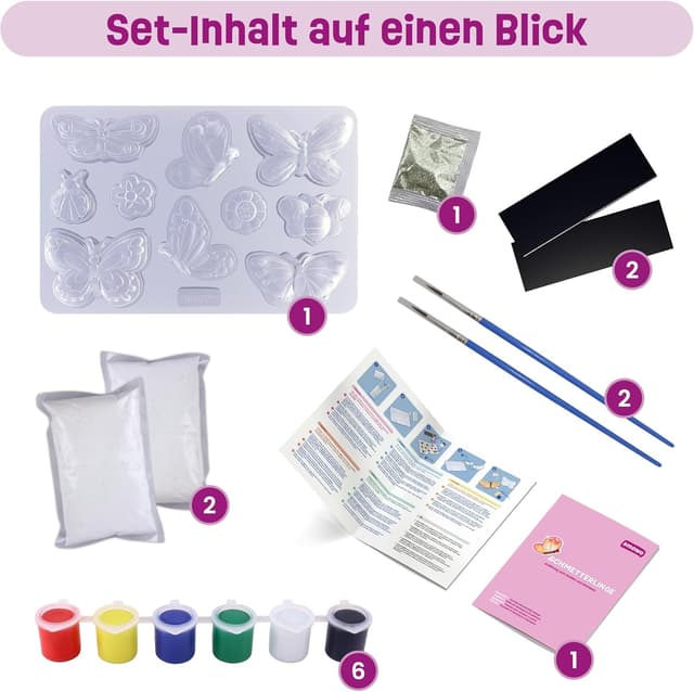 Detalle de Smowo® 10 Schmetterling Gipsfiguren zum Gießen & Bemalen – Bastelset mit 10 Figuren