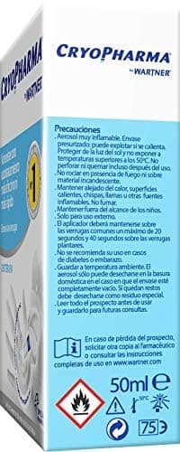 Detalle de Cryopharma Tratamiento Anti Verrugas en spray Cryogenización de verrugas comunes y plantares (50 ml)