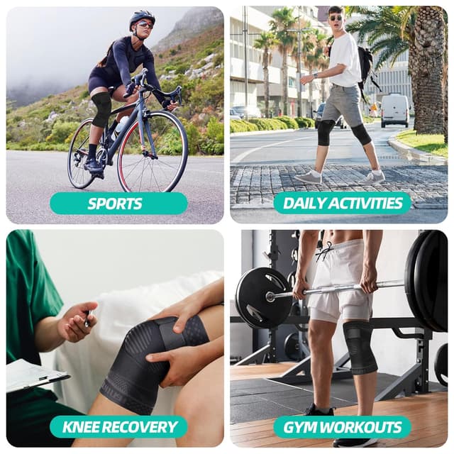 Detalle de Lexniush Kniebandage mit Kompression und verstellbaren Riemen (rechts/links) – für L, Sport Schwarz