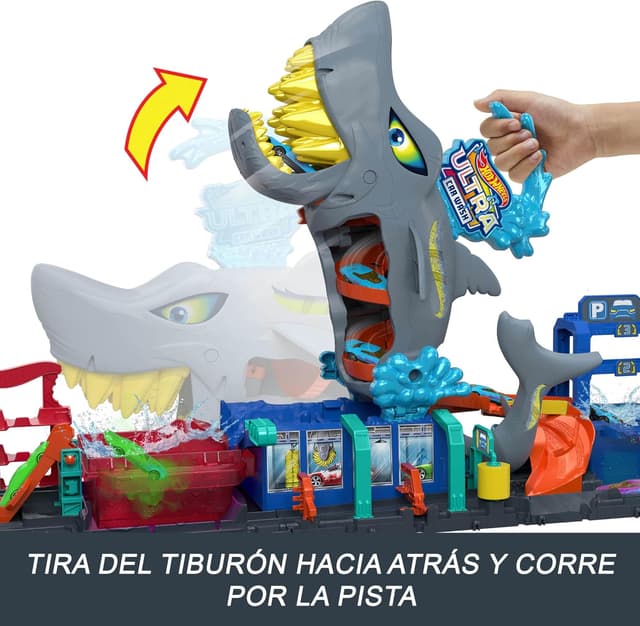 Thumbnail 4 de Hot Wheels City “Let's Race” - Túnel de lavado con tiburón 🦈