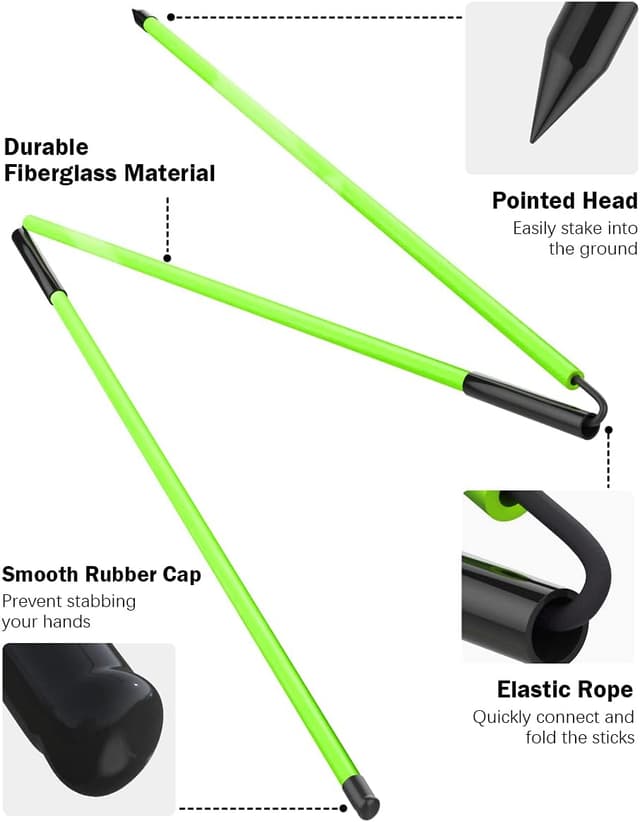 Detalle de Rhino Valley Golf Alignment Sticks (Collapsible) – alignment and posture trainer with clear tube case