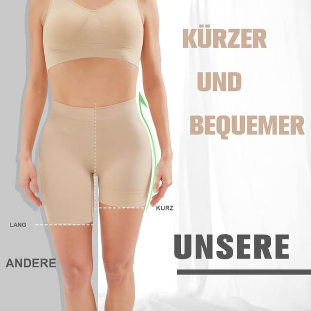 Detalle de YADIFEN Radlerhose Damen – sehr kurze Anti-Scheuer-Shorts als Unterhose unter Kleid & Rock