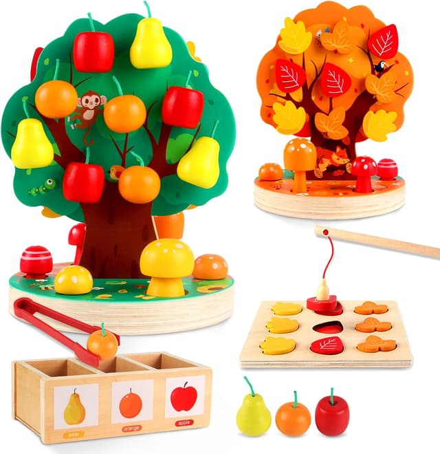 Detalle de INIFEIDALA Montessori apple picking tree toy