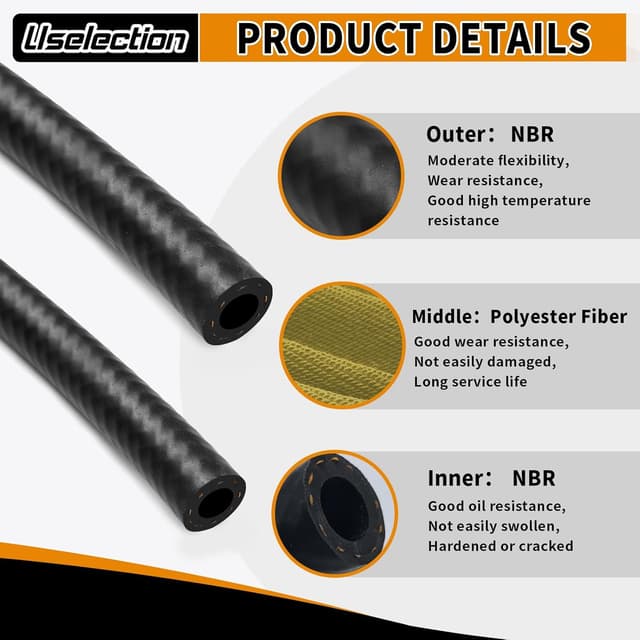 Thumbnail 2 de 10FT Fuel Hose 3/8" ID NBR Rubber