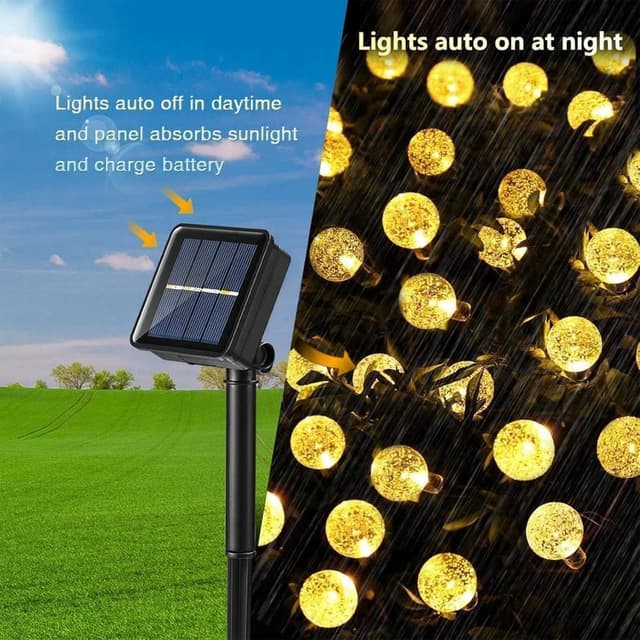 Detalle 2 de Moxled Solar Lichterkette Außen 100 LED (17 m) mit 8 Modi, warmweiß