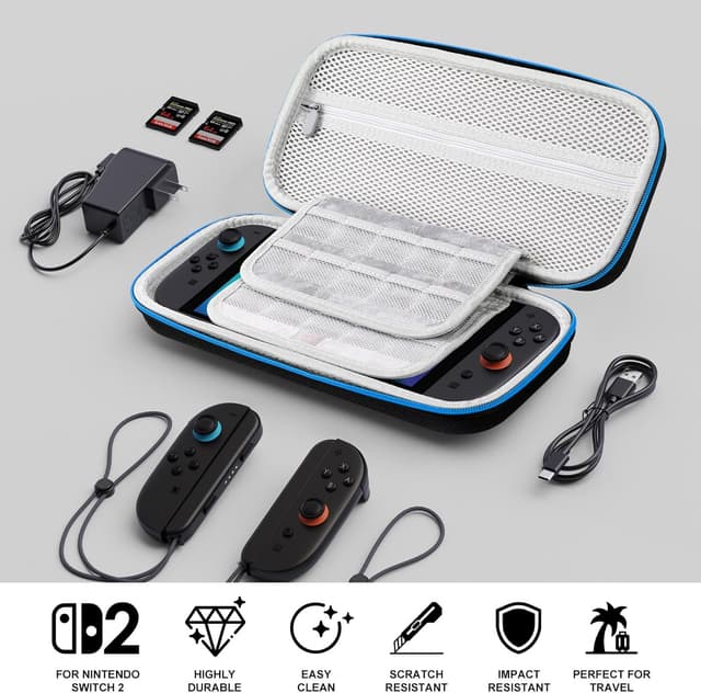 Detalle 2 de Lmcpa Pochette Housse EVA pour Nintendo Switch 2 2025 avec étui rigide et 20 cartouches