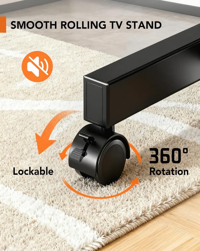 Detalle de Hemudu mobile TV stand on wheels for 13–50 inch TVs (max 20 kg, max VESA 200x200 mm)