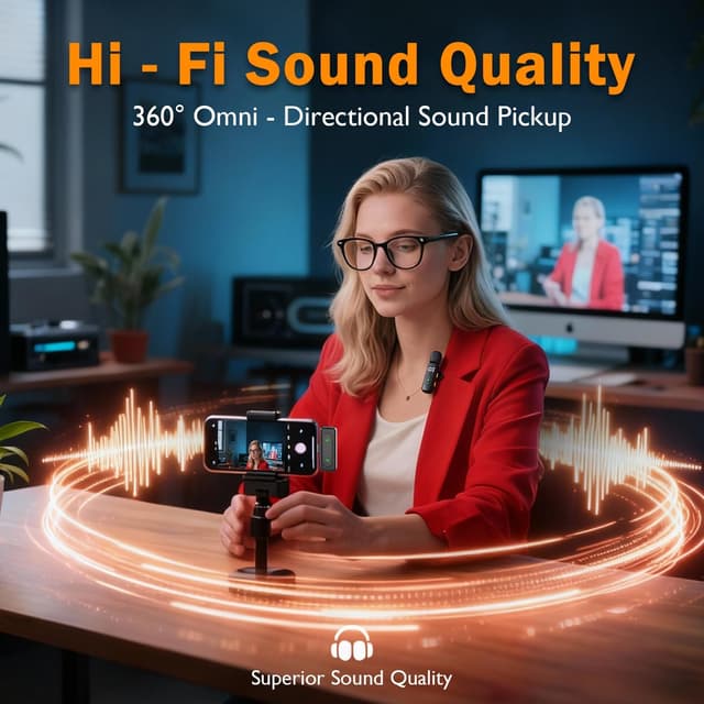 Detalle de kinmaizi kabelloses Krawattenmikrofon mit LED-Display für iPhone, Android, iPad (2,4-GHz)