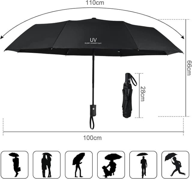 Detalle 2 de Vicloon Regenschirm Auf-Zu-Automatik 100 cm