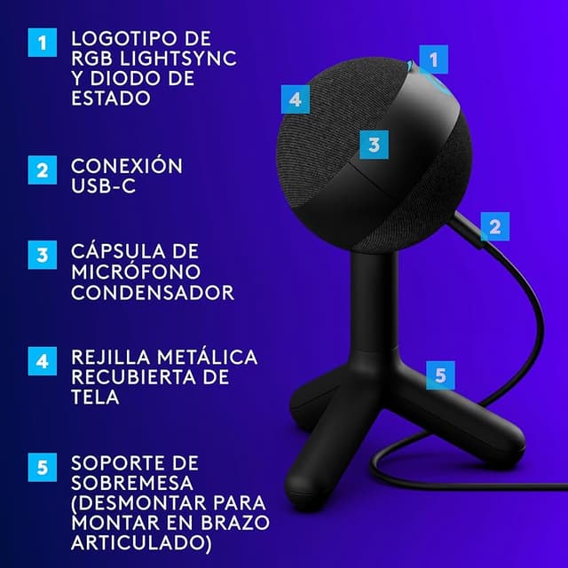 Thumbnail 4 de Logitech G Yeti Orb, micrófono RGB para streaming 🎤