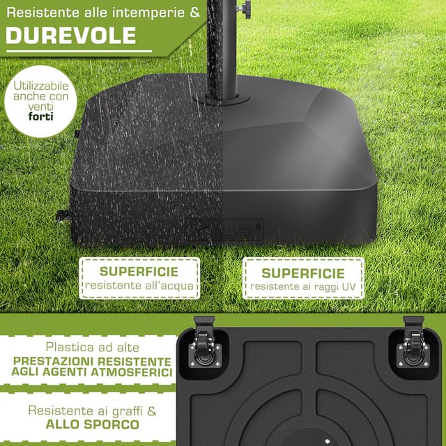 Thumbnail 6 de tillvex® Base per ombrellone GRAVIA con ruote e freni, zavorra riempibile 37 L/56 kg, per palo Ø 1,8–3,7 m, nero