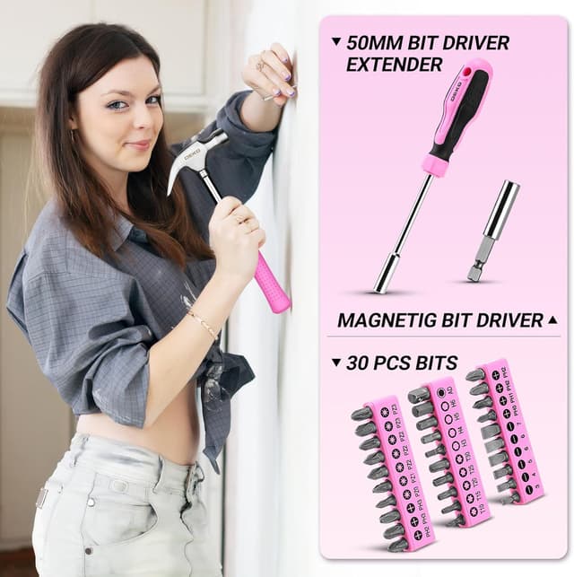 Thumbnail 2 de DEKO Tool Set 62 Pieces pink DIY kit