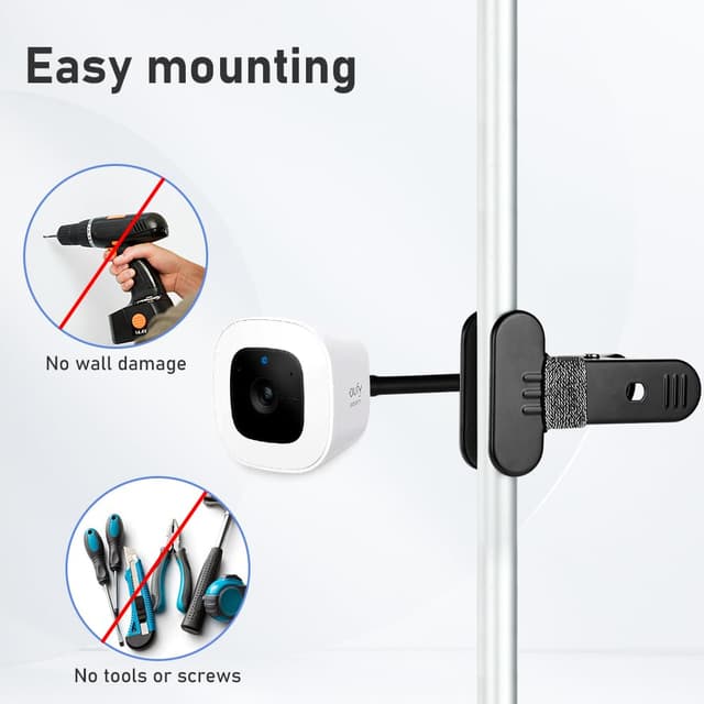 Detalle 2 de OFFCUP supporto da parete per telecamere di sicurezza interno/esterno (2 pezzi), collo regolabile a clip