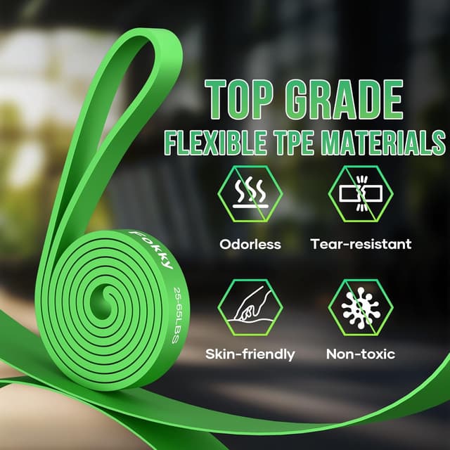 Detalle 2 de Fokky Resistance Bands Widerstandsbänder-Set (4 Stufen) inkl. Türanker, Übungsposter & Tragetasche