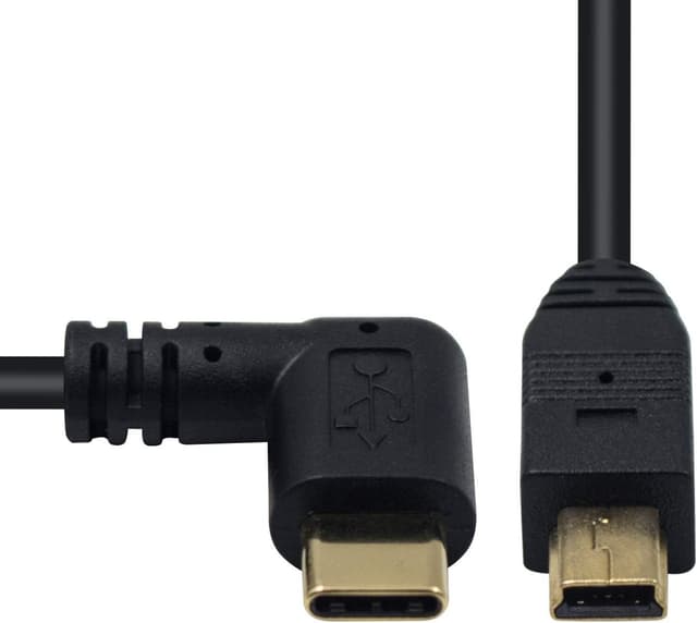 Detalle de Duttek câble USB-C 90° vers Mini USB (Mini B) mâle, 26 cm