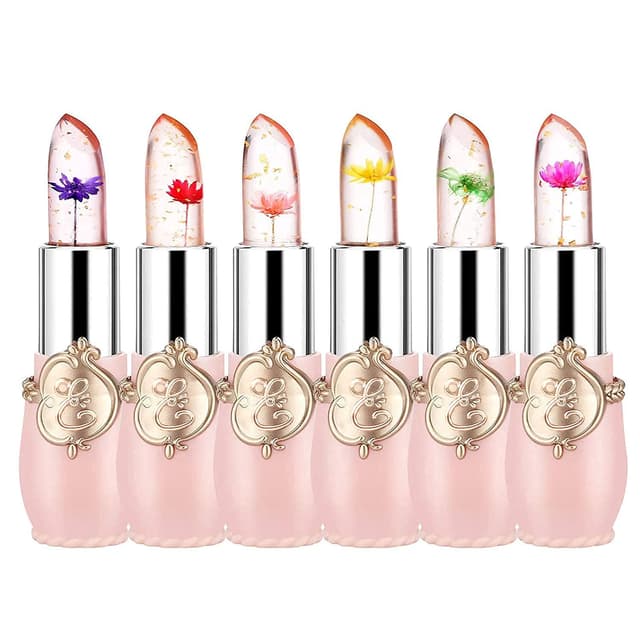 Detalle de firstfly Pack of 6 Crystal Flower Jelly Lipstick (Pink) — pH-Adjustive Temperature Color-Change Balm & Gloss