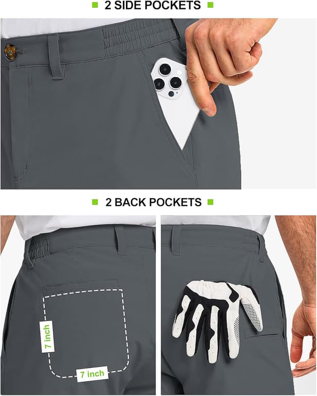 Detalle 2 de 33,000ft Men’s 9-Inch Dry Fit Stretch Golf Shorts (UPF 50+) with Pockets