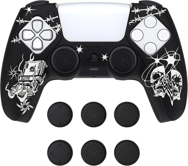 Detalle de playvital Pure Series Anti-Slip Silicone Cover Skin with Thumb Grip Caps for PS5 Controller