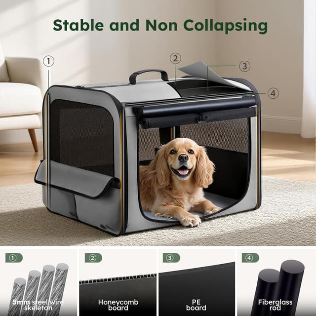 Detalle 2 de Pecute Large Dog Car Crate 68.5×52×52cm