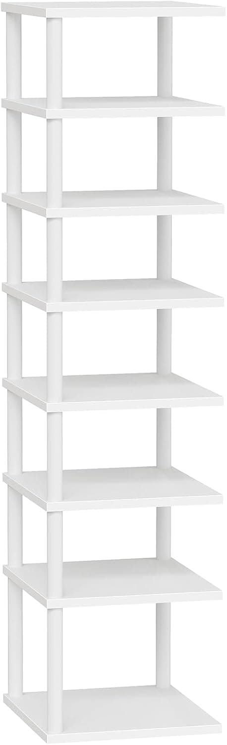 Detalle de HOOBRO EWW22XJ01 scarpiera autoportante angolare a 8 livelli in stile vintage, bianco