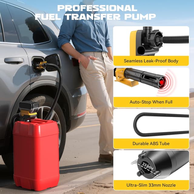 Detalle 2 de Ecarke Auto Shut-Off Cordless Fuel Transfer Pump (3.2GPM) for Gasoline & Diesel