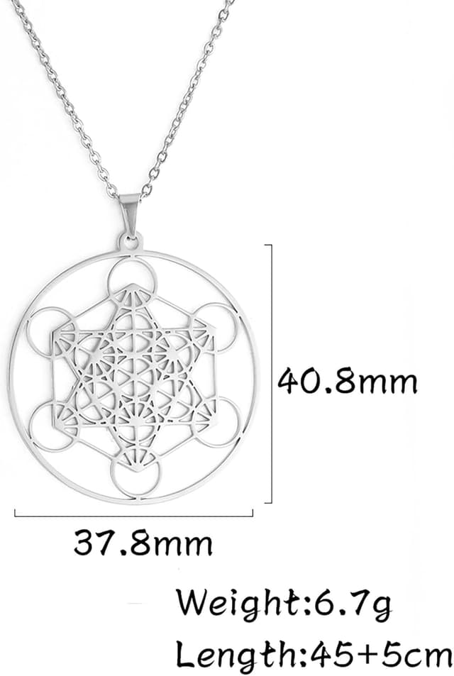 Detalle de EUEAVAN Metatrons Würfel Halskette mit Metatron-Quader-Anhänger – spirituelles Schutzsymbol
