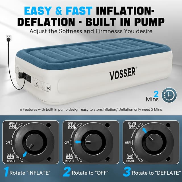 Thumbnail 4 de VOSSER Twin Air Mattress with Built-in Pump ⚙