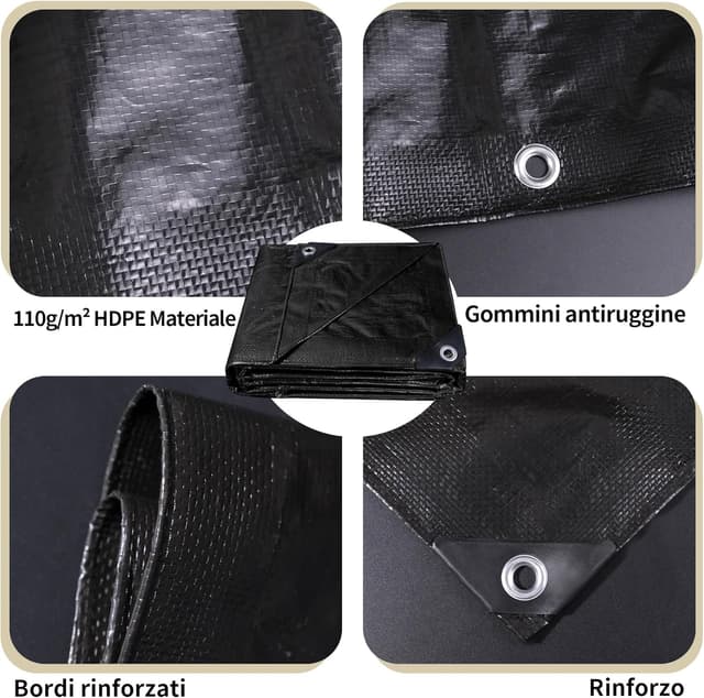 Detalle de COVALL Telone 3x4 m 110 g/m² nero