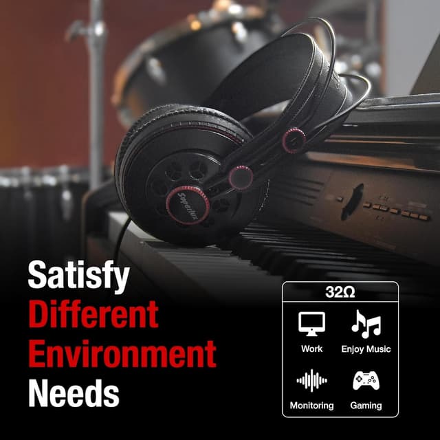 Detalle 1 de Superlux HD681 Kopfhörer (Schwarz) – vielseitig für Musik, Filme und Spiele