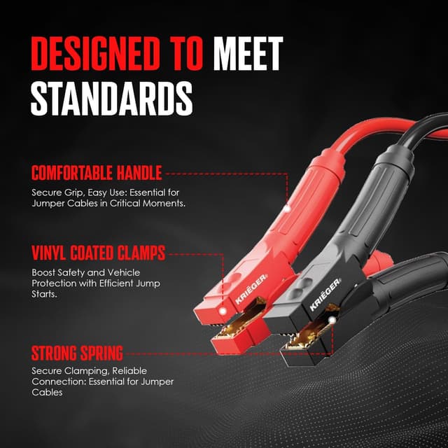 Detalle de K KRIËGER Jumper Cables (30 Feet, 2 Gauge, 1000 Amp) with Quick Connect Plugs & Permanent Installation Kit