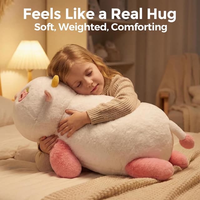 Detalle de Mewaii Weighted Stuffed Animal Plush Weighted Strawberry Cow (23 inch)