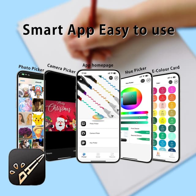 Detalle de Vokiuler 204 Colours Alcohol Pens Set with App – dual-tip alcohol markers in a carry case