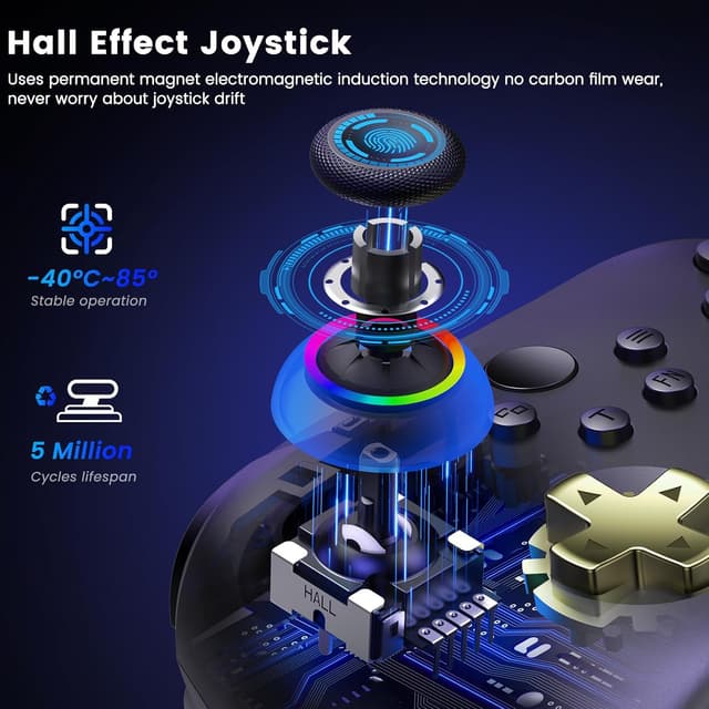 Detalle de BEBONCOOL GAMING PC Wireless Controller with Charging Station (1000Hz, RGB, Hall joystick, 1000mAh)