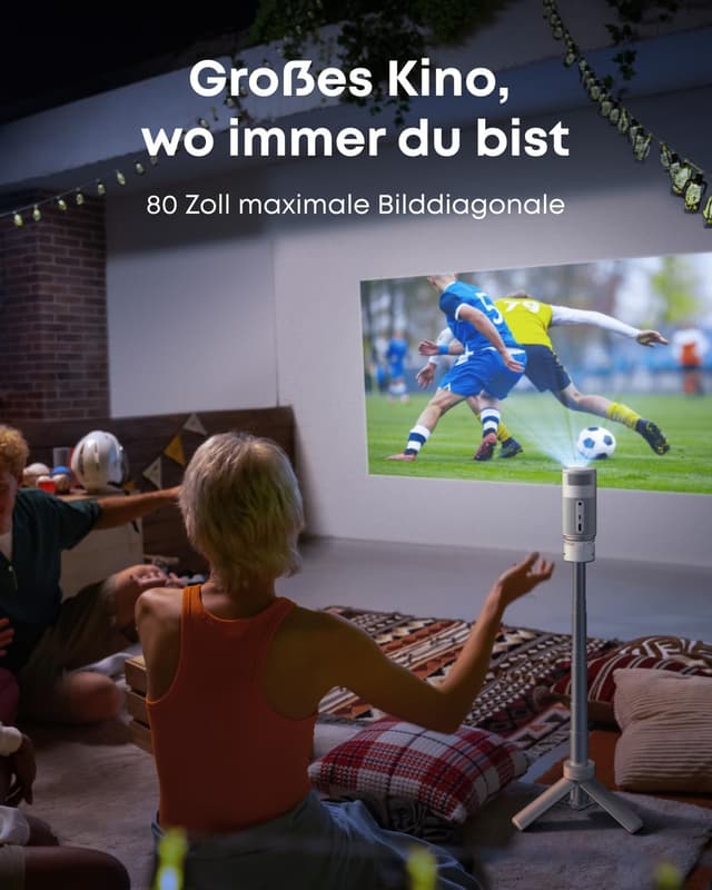 Detalle de NEBULA Capsule Air Projektor mit Google TV (Netflix offiziell lizenziert) – ultrakompakter 720p Mini-Beamer mit WLAN & Bluetooth