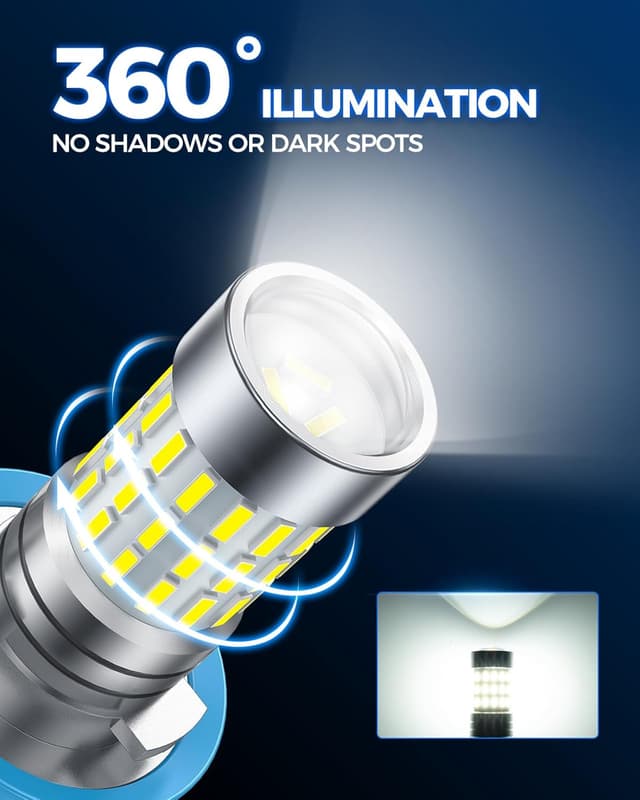 Detalle 2 de Marsauto H11/H8 LED Fog Light Bulbs or DRL (1:1 Mini Size, 6000K White, 48 Chips, 360° Illumination)