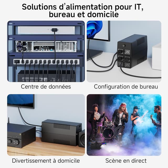 Detalle 2 de Cable Matters lot de 2 câbles de rallonge électrique PDU IEC C13 vers C14 – 2 m