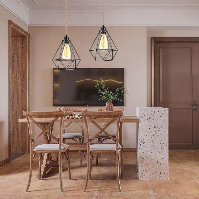 Detalle 2 de FRIDEKO HOME Pendelleuchte-Set mit Schalter und Hanfseil, Vintage DIY für E27 (ohne Leuchtmittel)