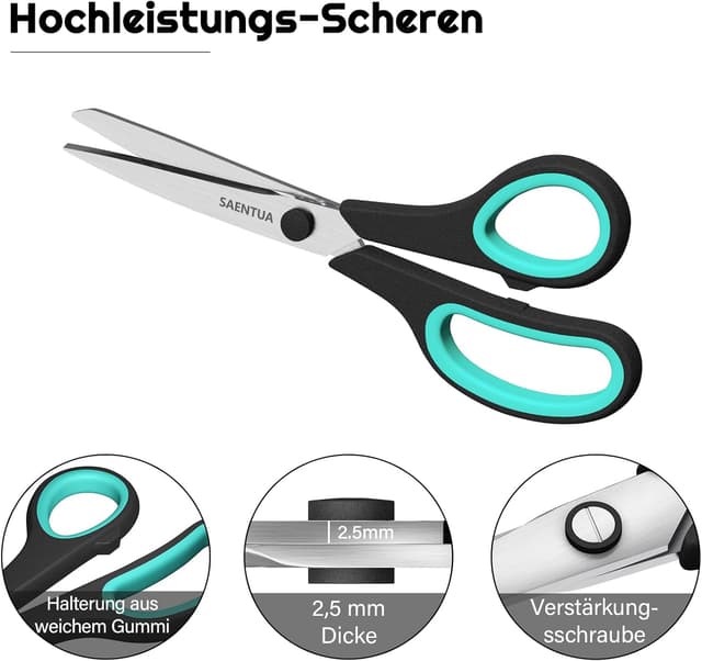 Detalle de Edelstahl Scheren Set (3-teilig) mit 21 cm Schere – ultrascharfe 2,5 mm Klingen, für Rechts- und Linkshänder