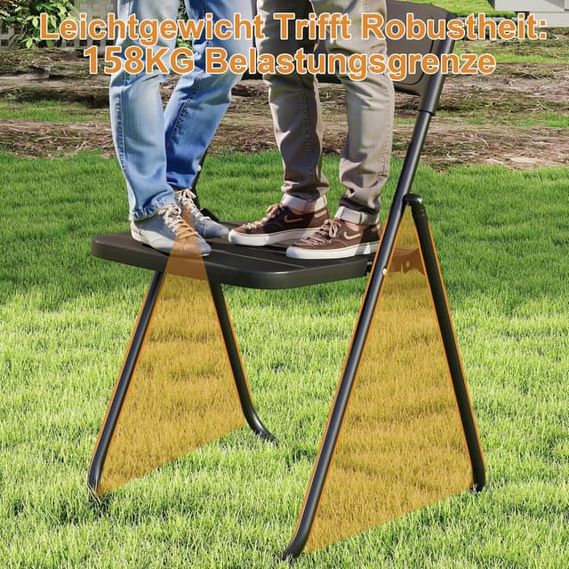 Detalle de Set di 4 sedie pieghevoli nero 160 kg