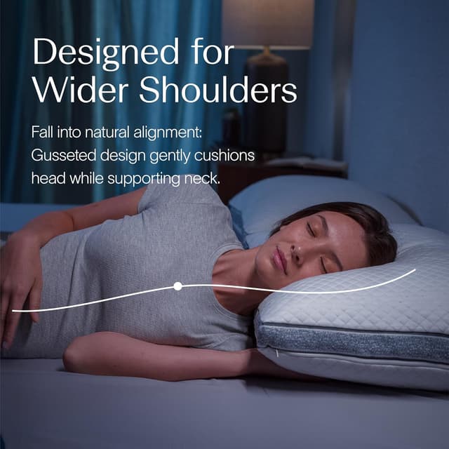 Detalle de DreamyBlue Gusseted Sapphire Pillow (King) — Adjustable Loft Shredded Memory Foam with Airflow Beads