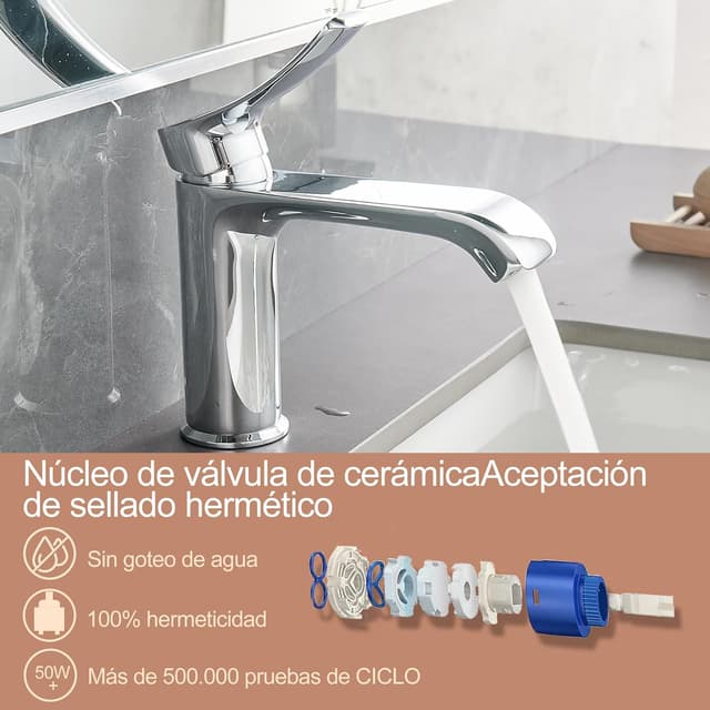 Thumbnail 4 de BELZ Grifo Lavabo Monomando Curvo, Agua Fría y Caliente 💧