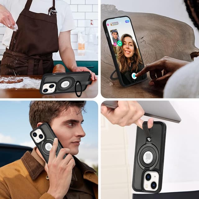 Thumbnail 6 de XTCASE Coque pour iPhone 13 en cuir PU avec étui magnétique MagSafe, béquille réglable et protection TPU souple