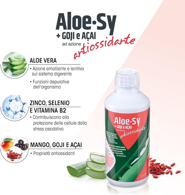 Detalle 2 de Syrio Aloe Sy+ Goji e Açai 1 L, integratore depurativo 🍹